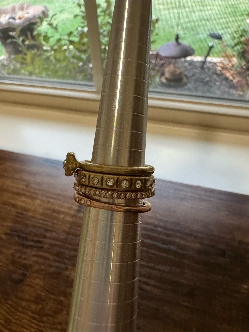 Vintage Gold & Rose Gold Rhinestone Stacking Rings Set - Size 7 - Picture 8 of 8